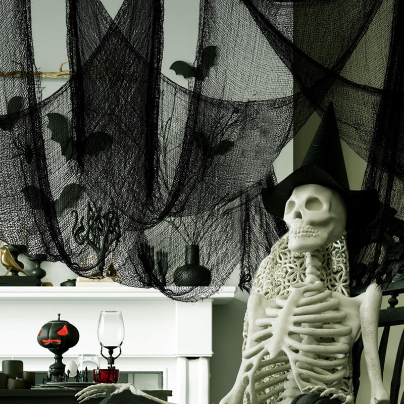 Biubee 5 Pack Halloween Decor Creepy Gauze Cloth- Black Scary Fabric Spooky Halloween Decorations Indoor Outdoor for Home Wall Haunted House Party Yard Doorway Tree Decor (30'' Ã— 72") - Image 1